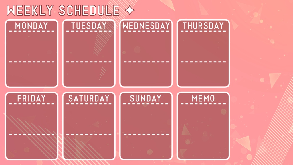 【フリー素材】配信者向け週間予定表