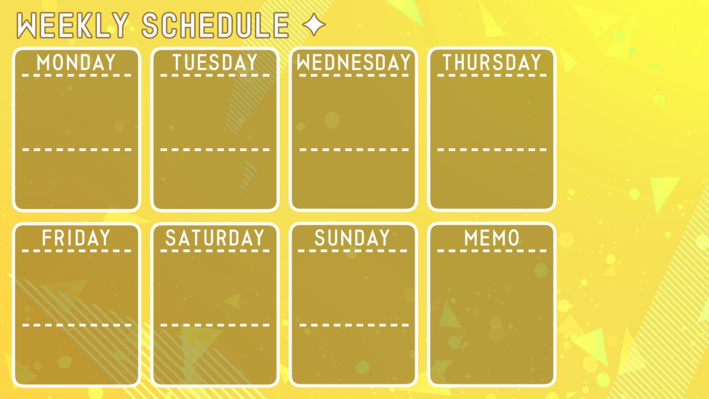 【フリー素材】配信者向け週間予定表