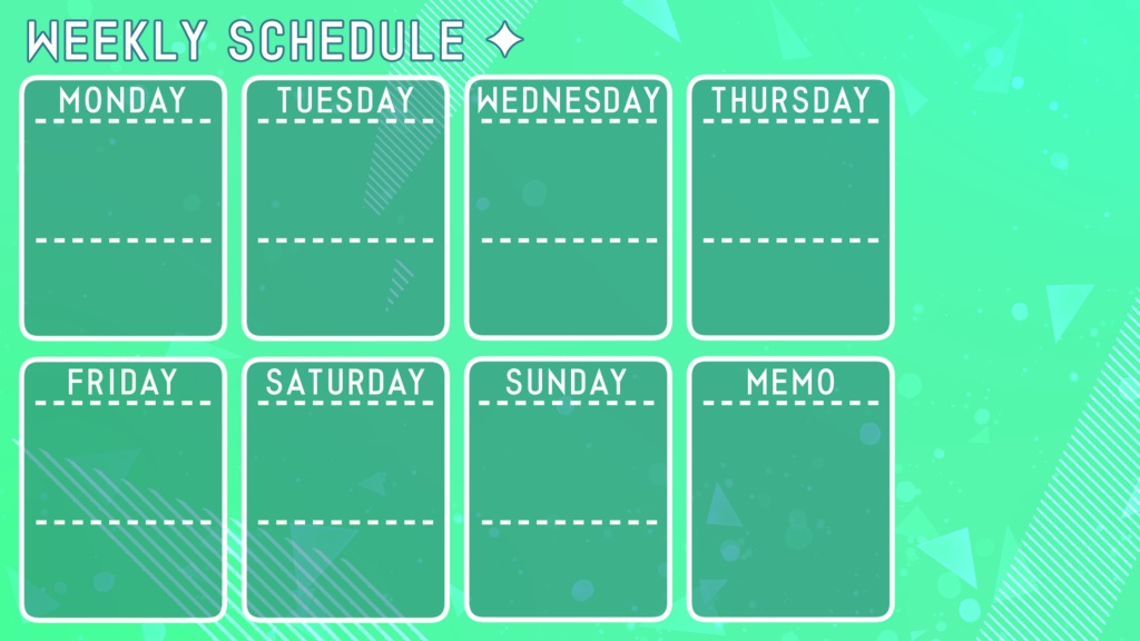【フリー素材】配信者向け週間予定表
