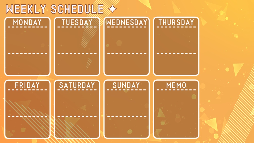 【フリー素材】配信者向け週間予定表