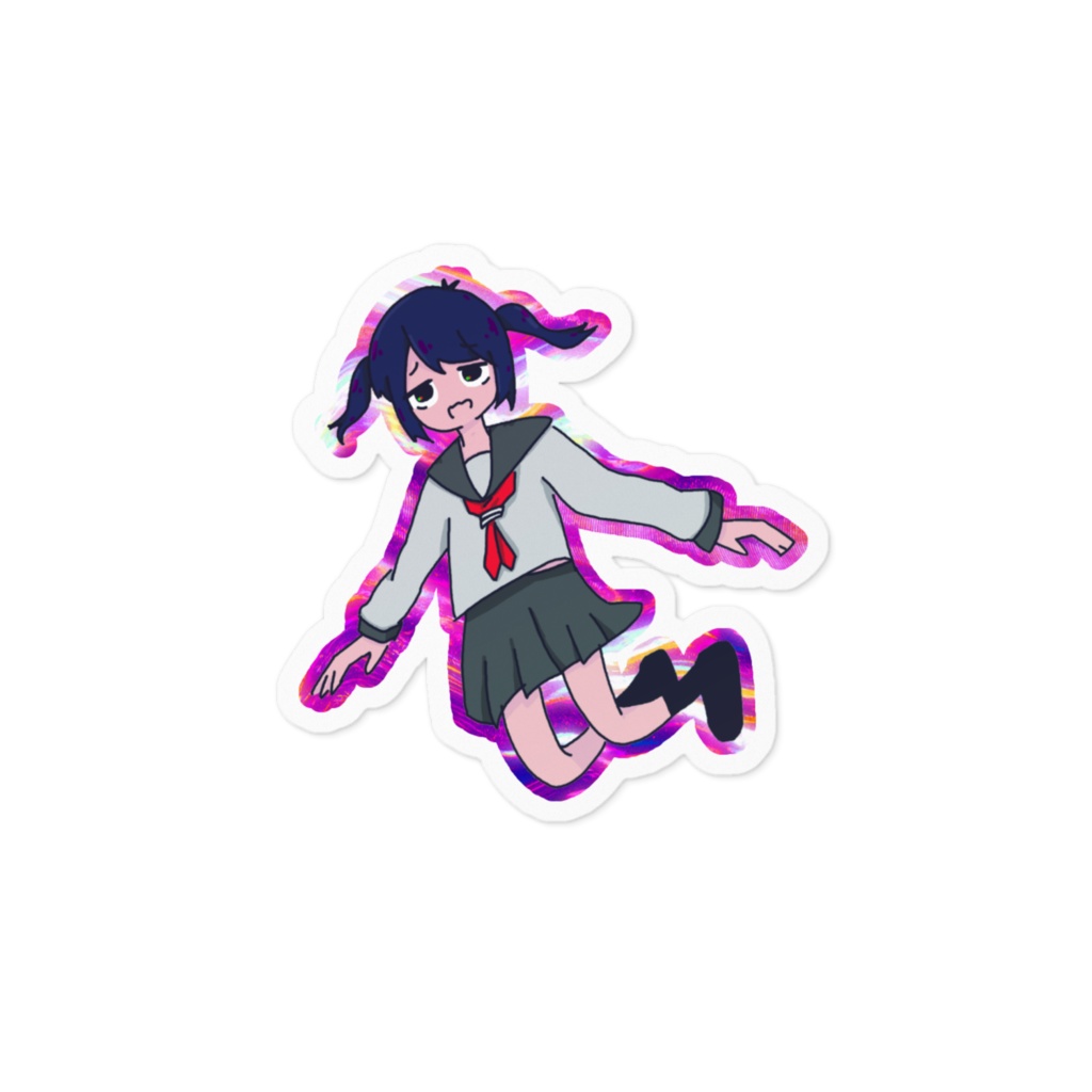 浮いているセーラー服のステッカー