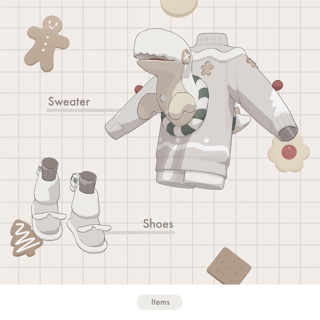 3Dモデル / Dinosaur Cookie Sweater