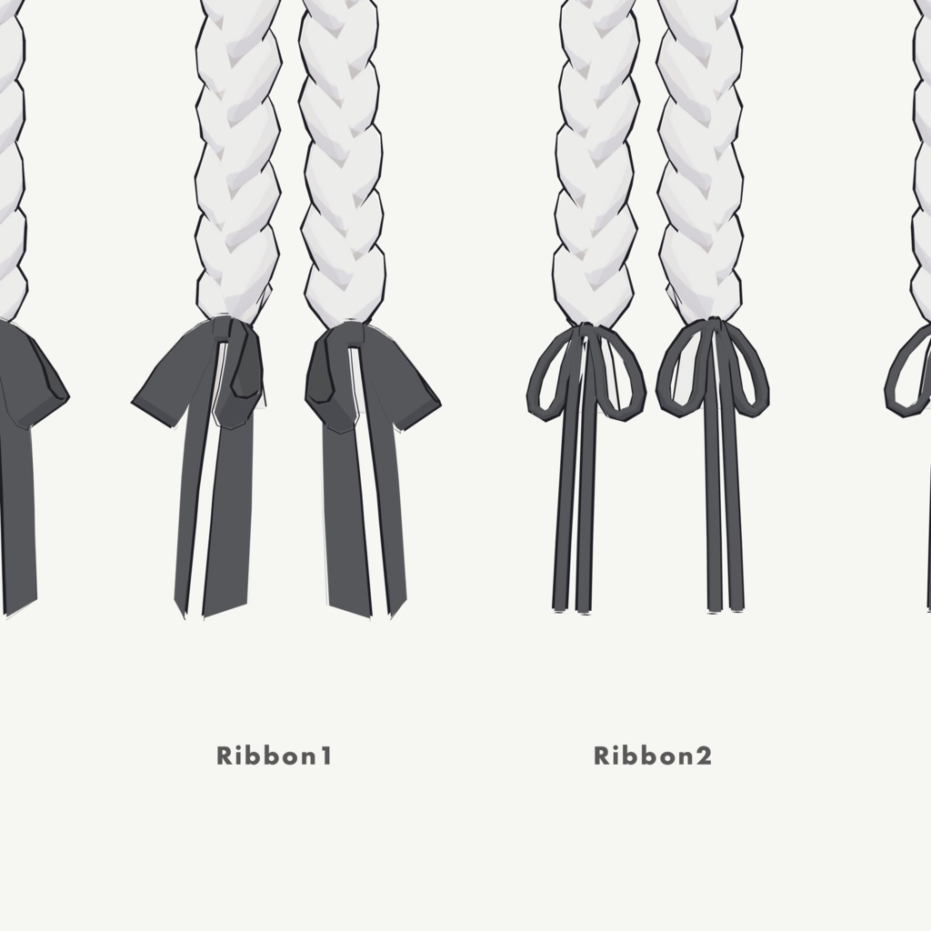 3Dモデル / みつあみ×4