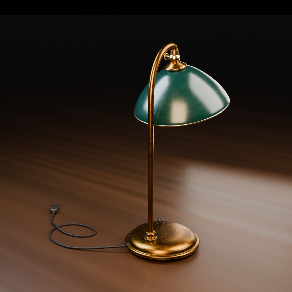 真鍮と琺瑯の卓上灯|Blender / GLB・静的3D小物