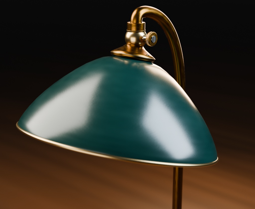 真鍮と琺瑯の卓上灯|Blender / GLB・静的3D小物