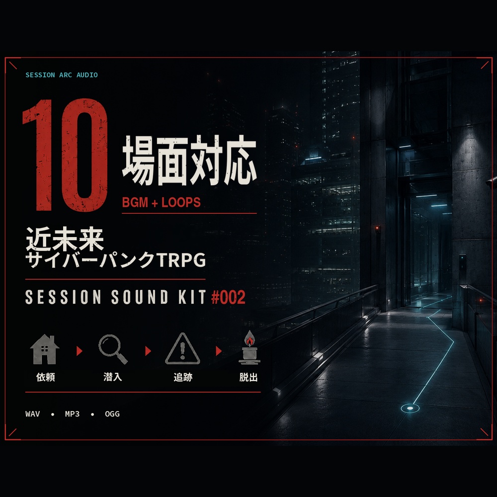 近未来サイバーパンクTRPG用 Session Sound Kit #02｜潜入・脱出編｜BGM10曲