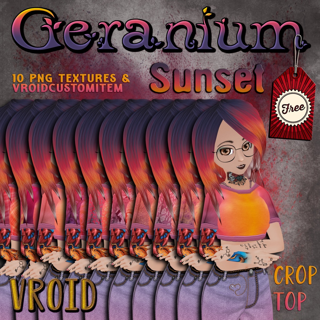 Geranium Sunset Crop Top Pack by Miss Christina Frost