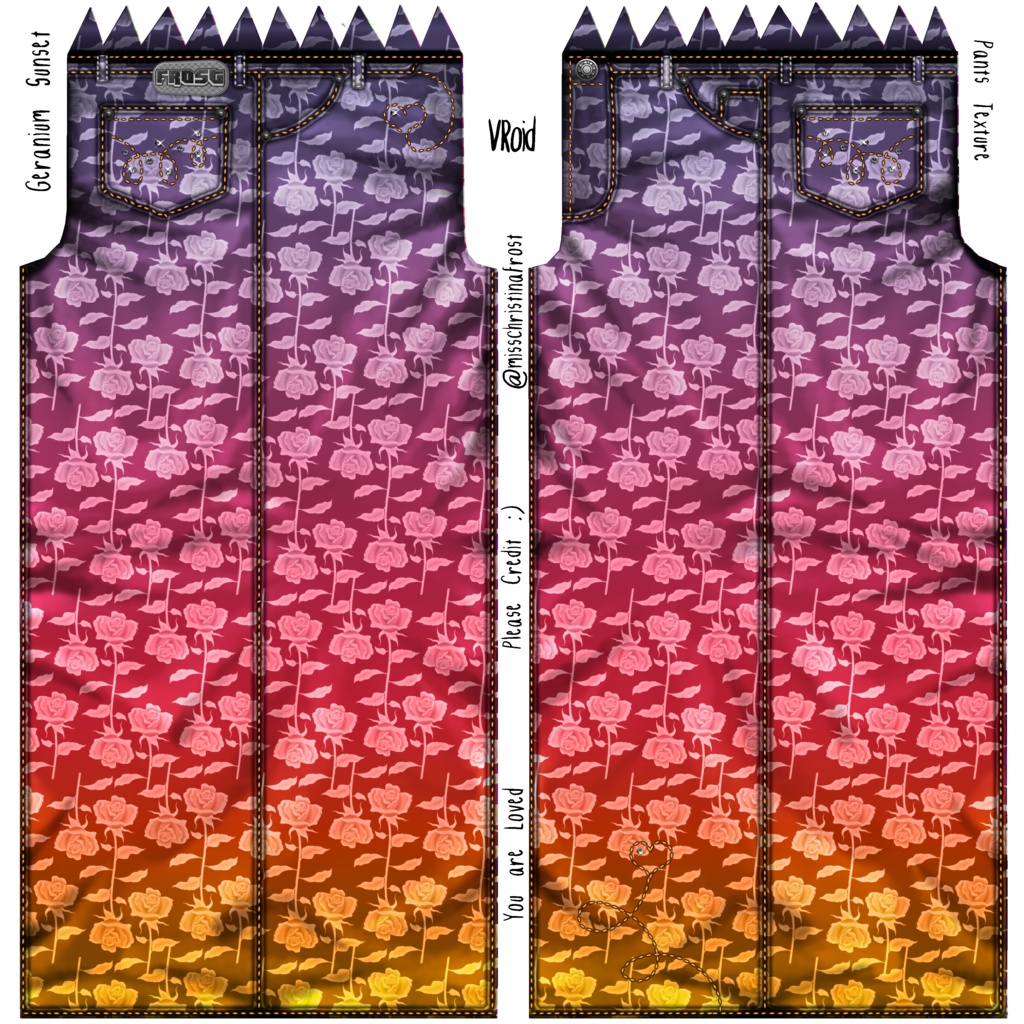 Geranium Sunset Jean of Hearts Bottoms Texture Pack