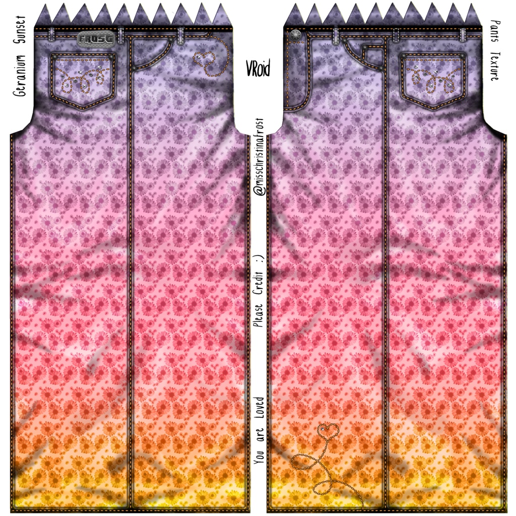Geranium Sunset Jean of Hearts Bottoms Texture Pack