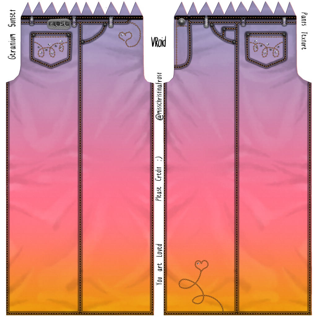Geranium Sunset Jean of Hearts Bottoms Texture Pack