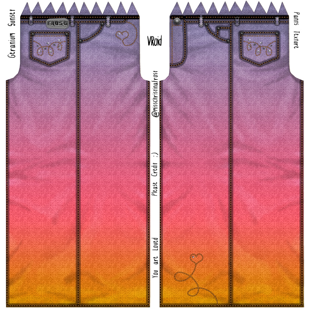 Geranium Sunset Jean of Hearts Bottoms Texture Pack