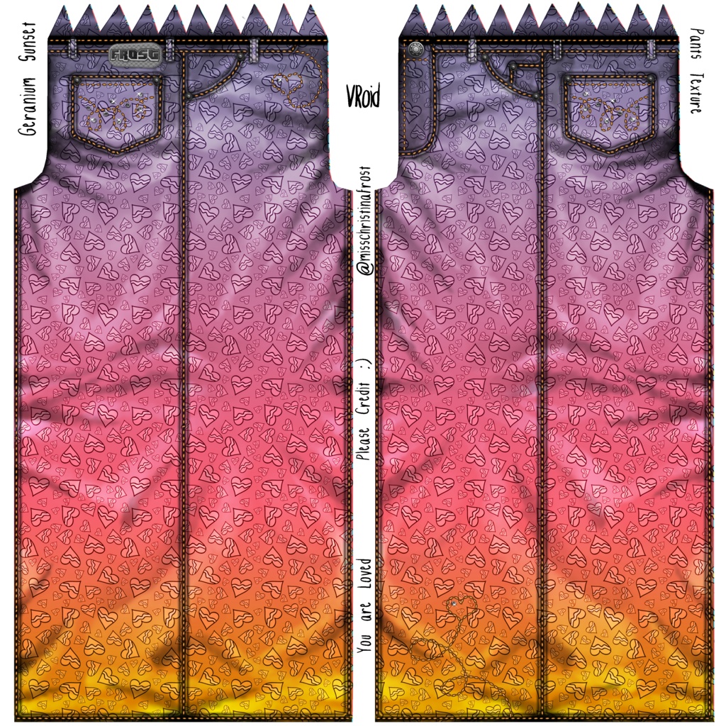 Geranium Sunset Jean of Hearts Bottoms Texture Pack
