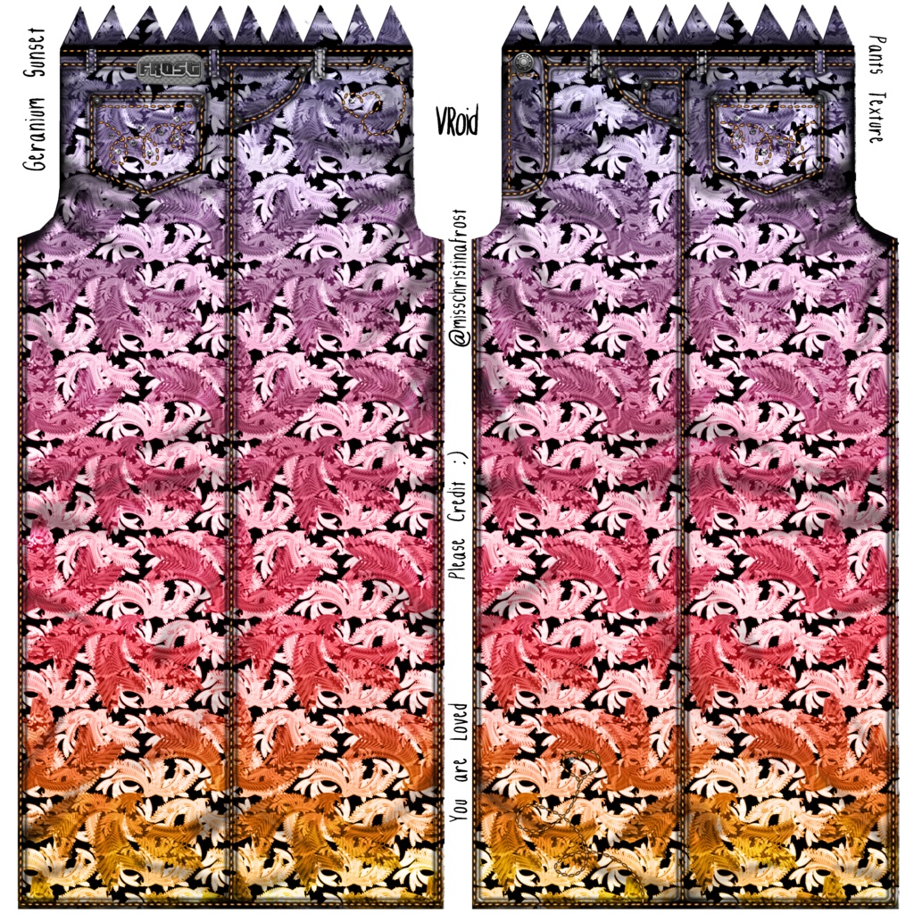 Geranium Sunset Jean of Hearts Bottoms Texture Pack