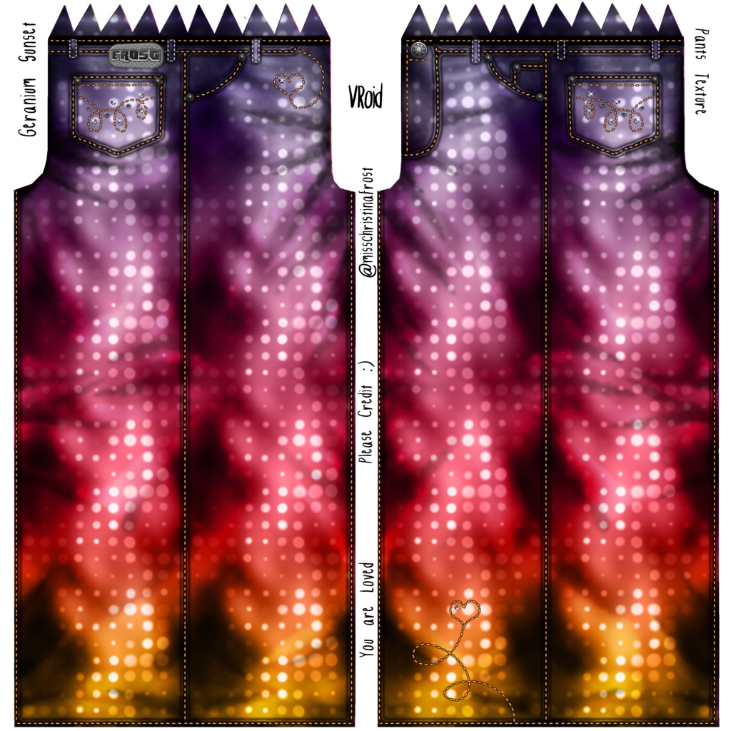 Geranium Sunset Jean of Hearts Bottoms Texture Pack