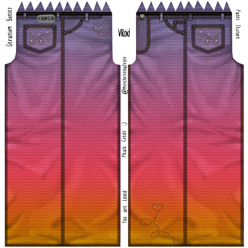 Geranium Sunset Jean of Hearts Bottoms Texture Pack