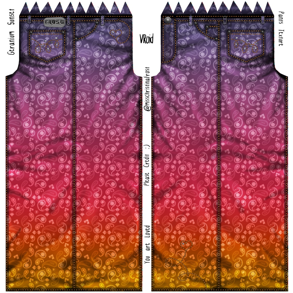 Geranium Sunset Jean of Hearts Bottoms Texture Pack