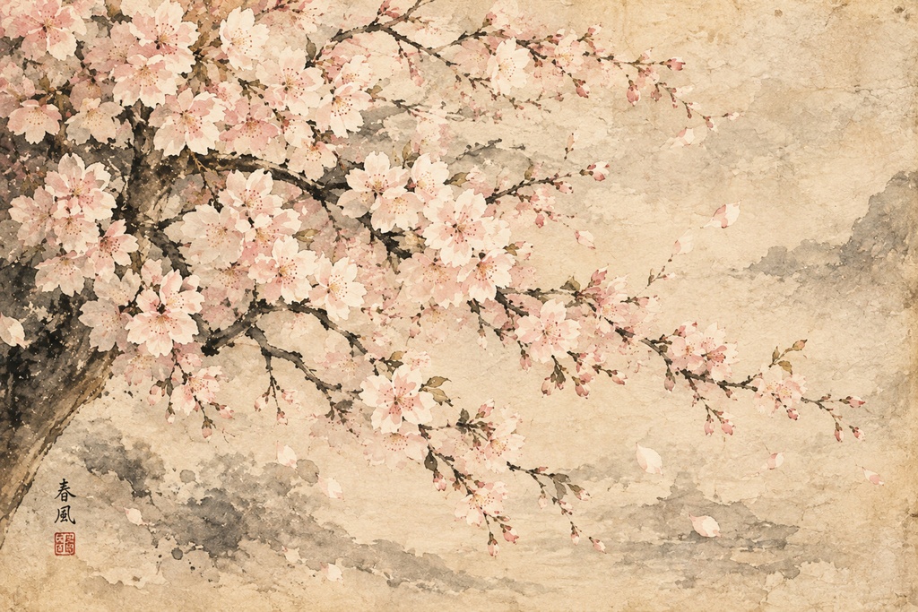 春風に舞う満開の桜