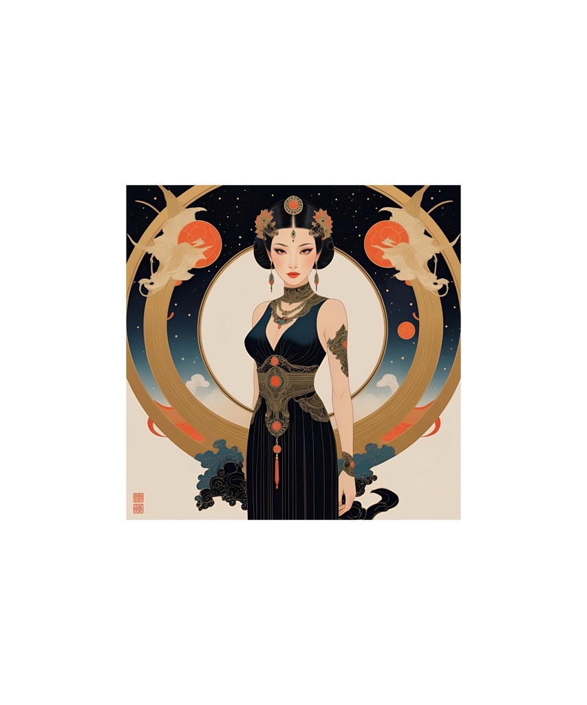 アールデコ　宝石と花の女性イラスト素材（全15点）②
