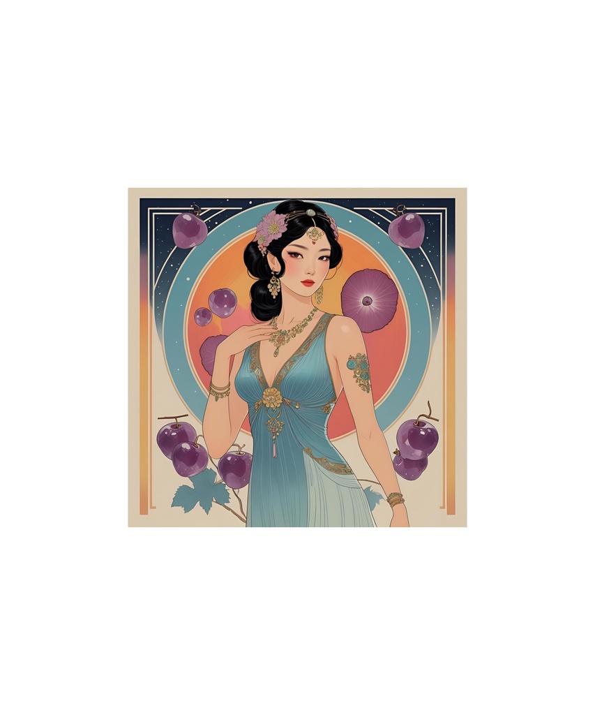 アールデコ　宝石と花の女性イラスト素材（全15点）③