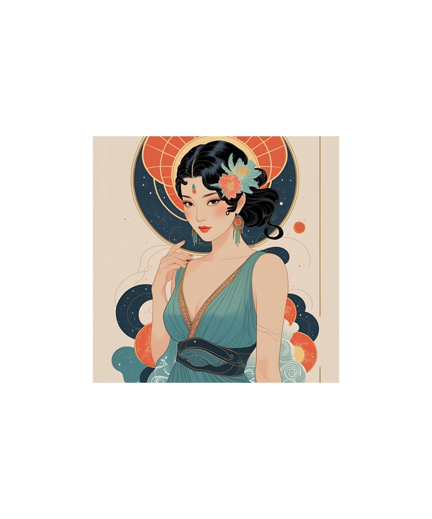 アールデコ　宝石と花の女性イラスト素材（全15点）④