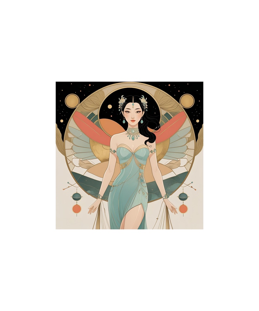 アールデコ　宝石と花の女性イラスト素材（全15点）⑥