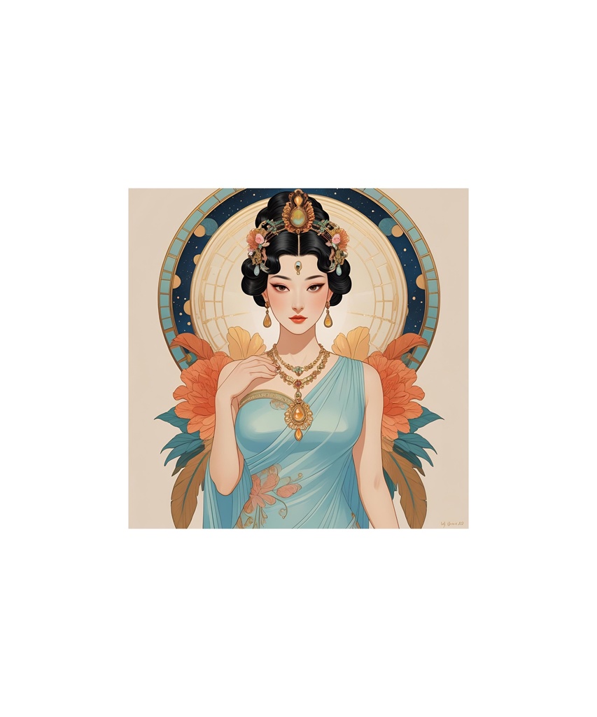 アールデコ　宝石と花の女性イラスト素材（全6点）11