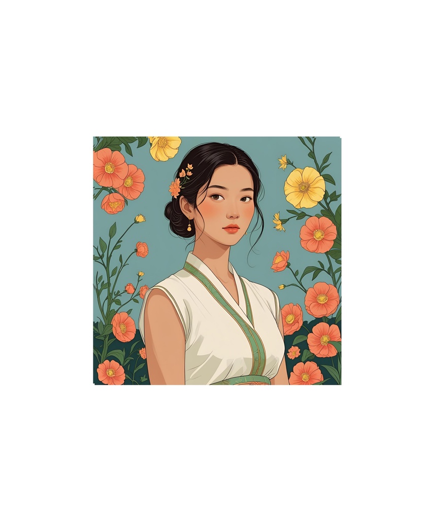 季節と花のレトロイラスト 18枚セット