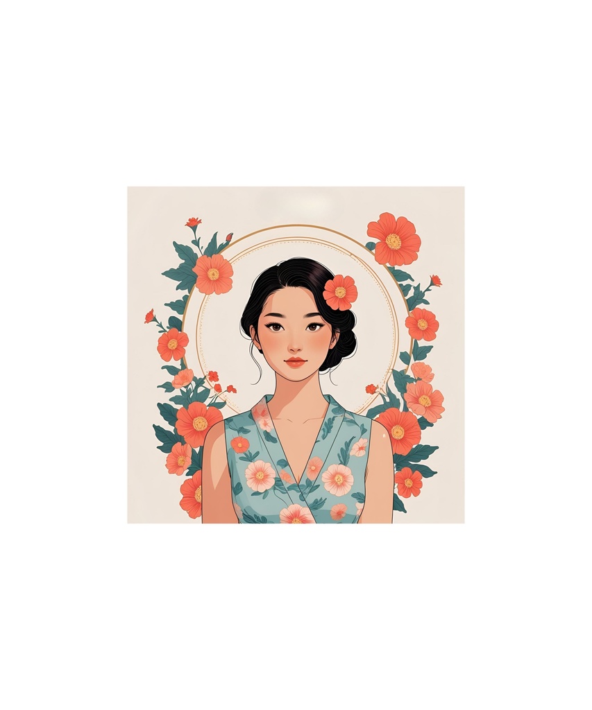 季節と花のレトロイラスト 18枚セット