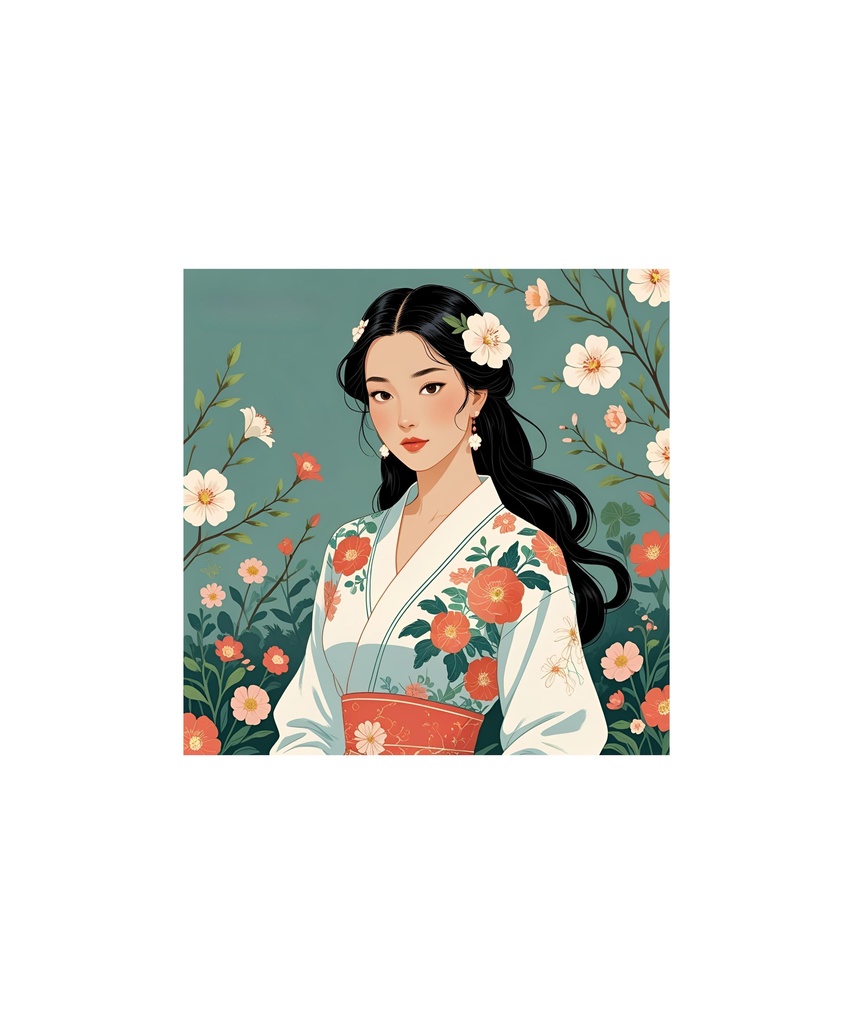 季節と花のレトロイラスト 18枚セット