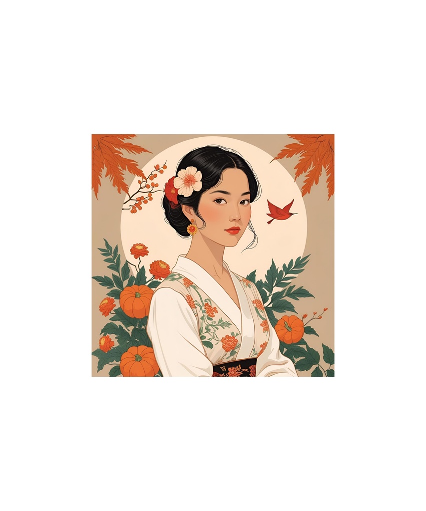 季節と花のレトロイラスト 18枚セット