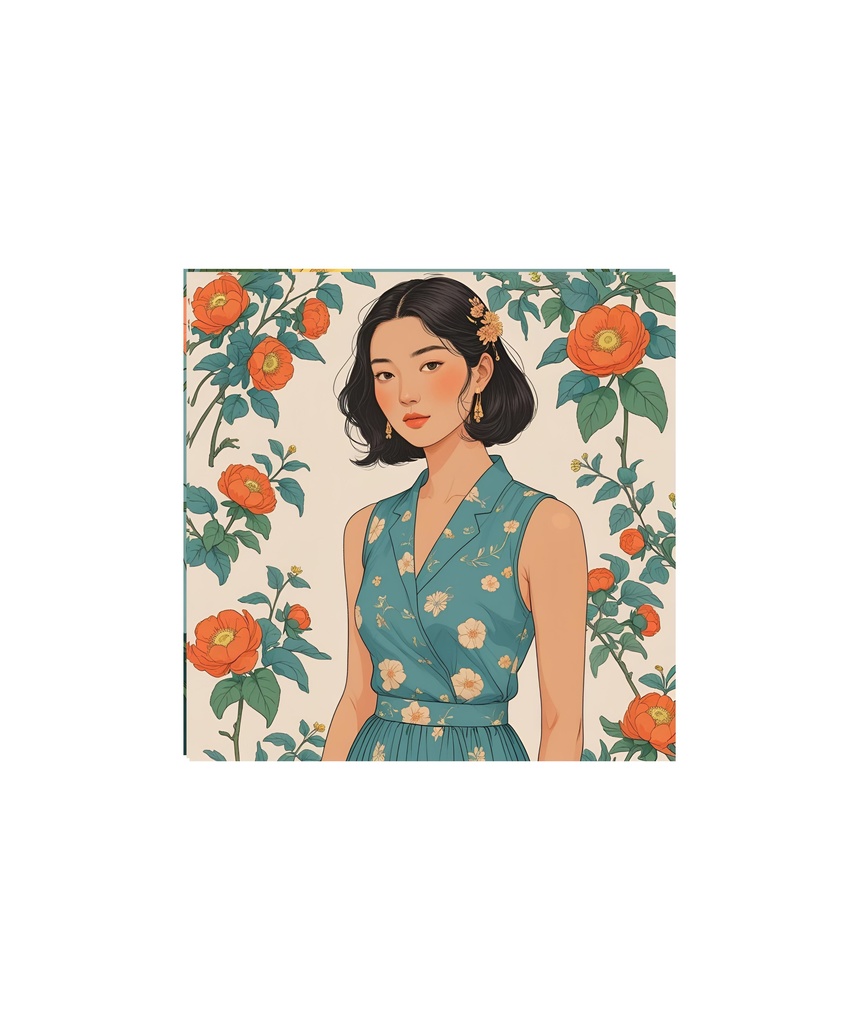 季節と花のレトロイラスト 18枚セット