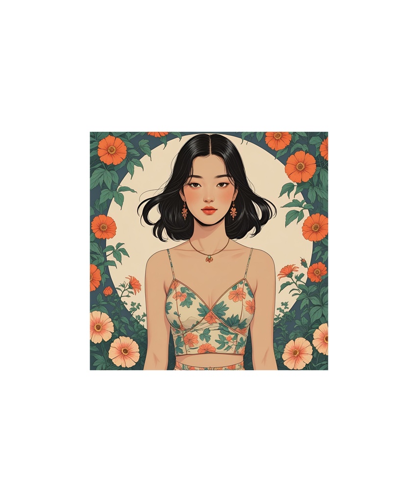 季節と花のレトロイラスト 18枚セット