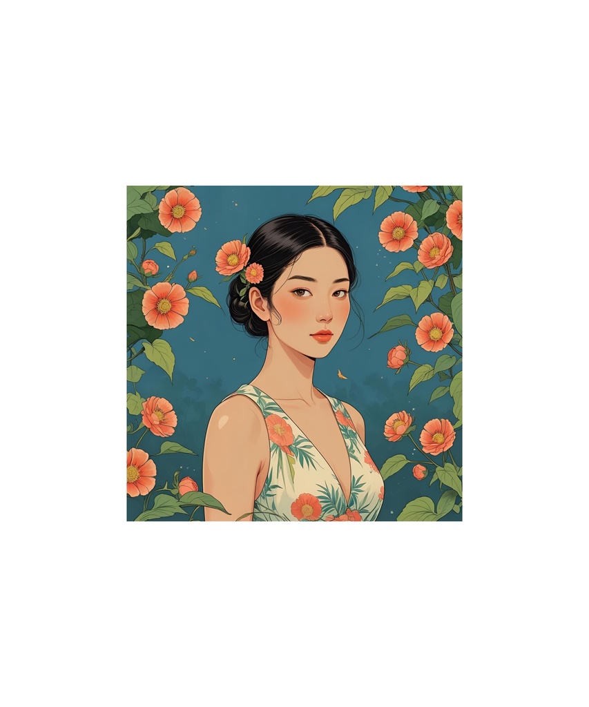 季節と花のレトロイラスト 18枚セット