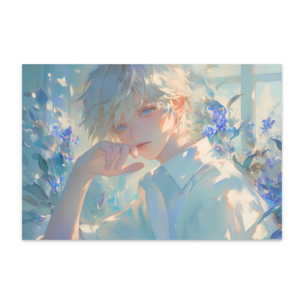 ポストカード『窓辺の少年と蒼花』