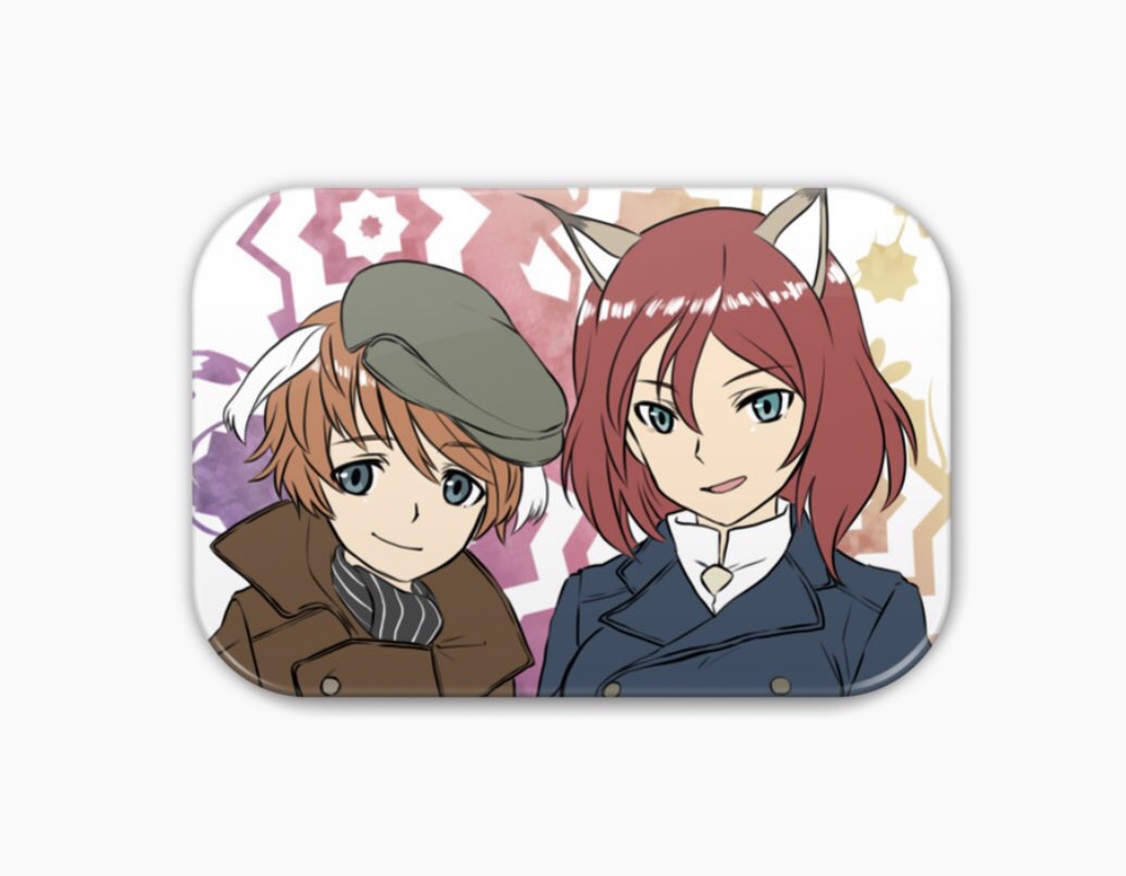 スクエア缶バッジ【イザベル&アドリアーナ】