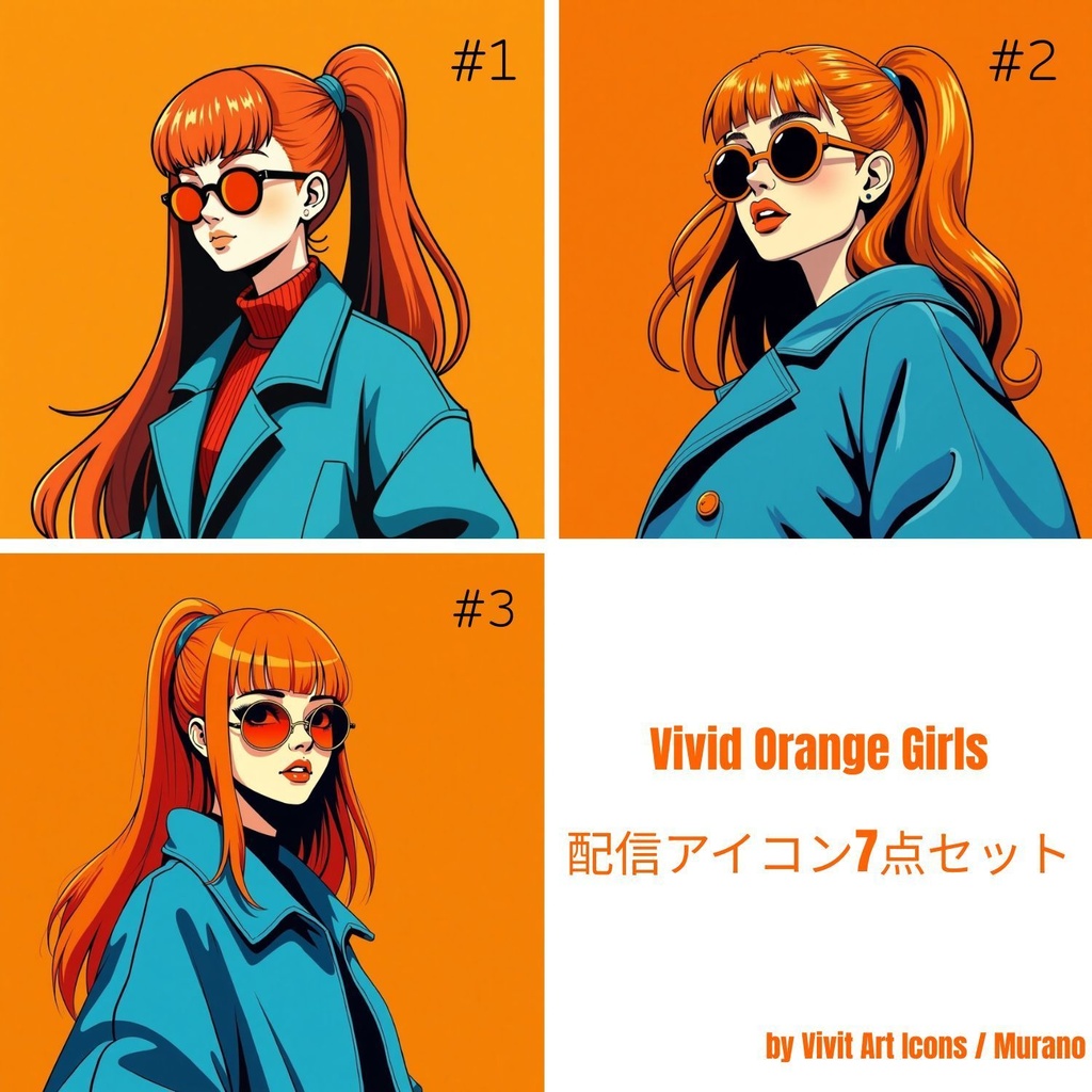 Vivid Orange Girls|ビビッド・オレンジ配信アイコンセット(全7種)