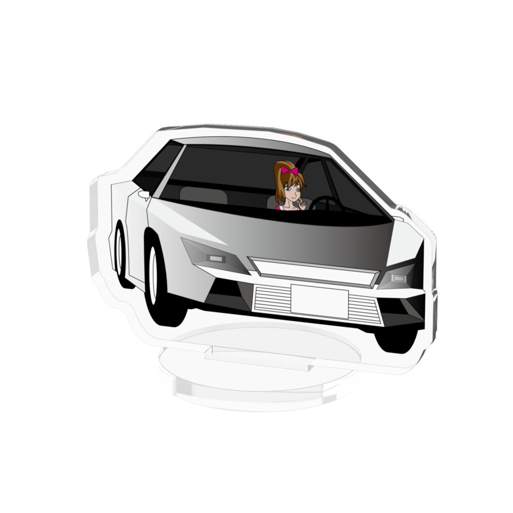 銀色スポーツカーアクリルフィギュア