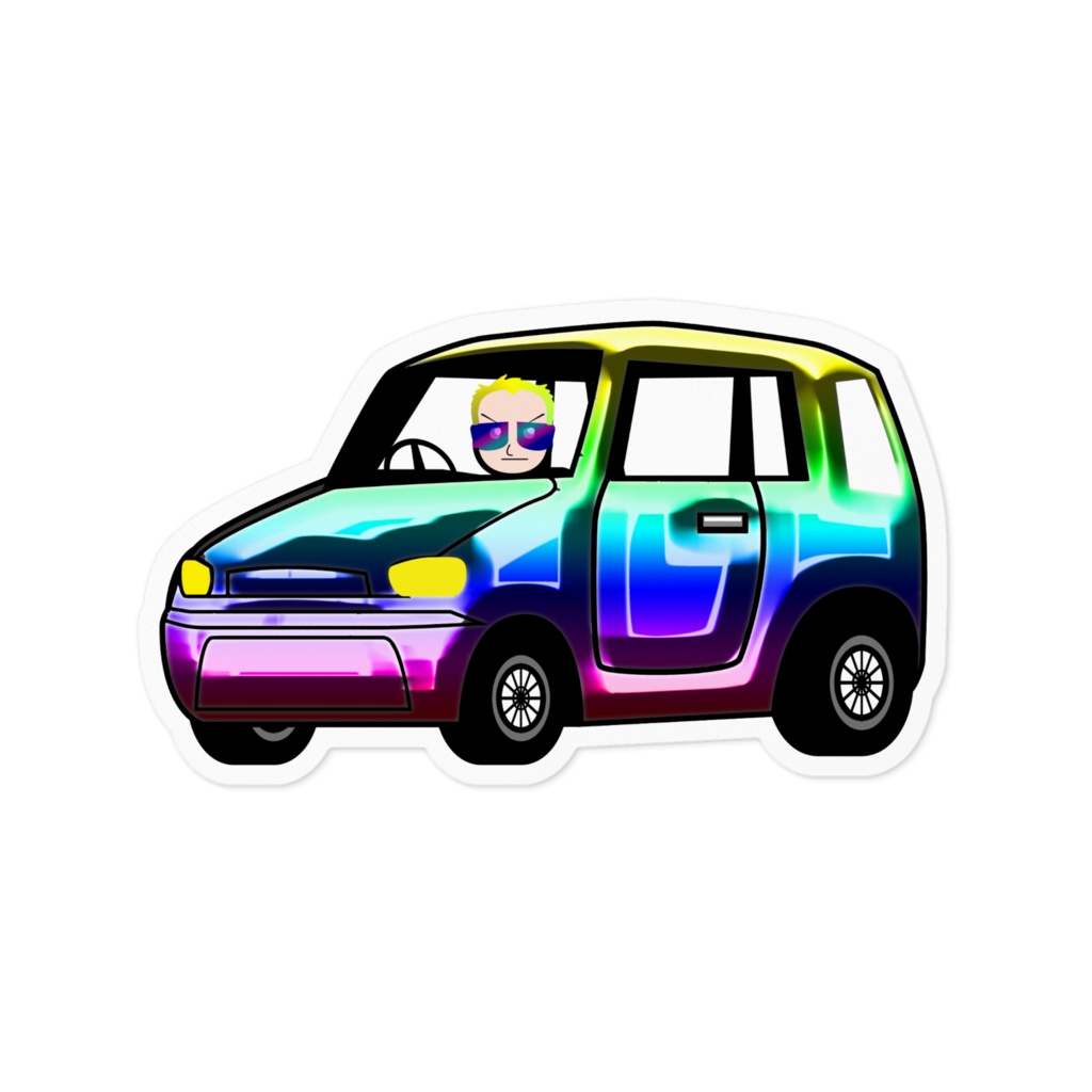 レインボー・ワンボックス・テカテカステッカー