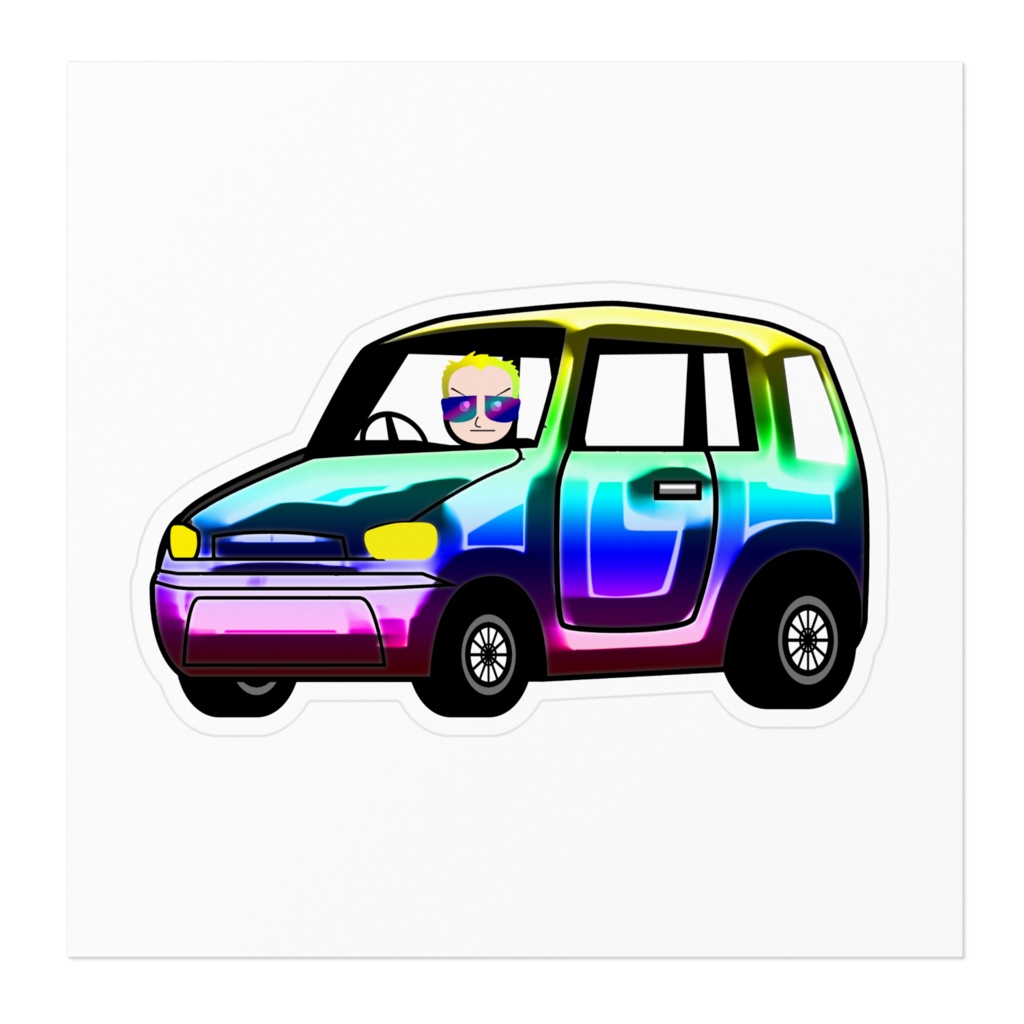 レインボー・ワンボックス・テカテカステッカー