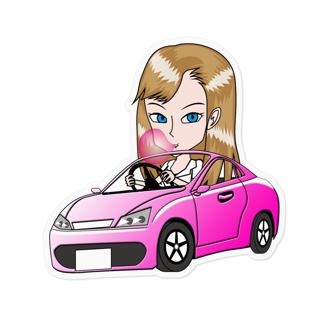 ピンクスーパーカーステッカー
