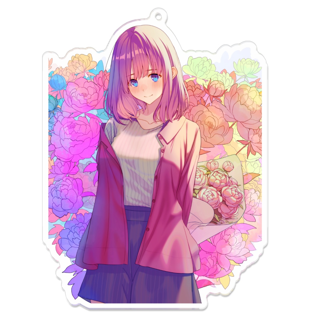 アクリルキーホルダー「芍薬～はにかみ～」