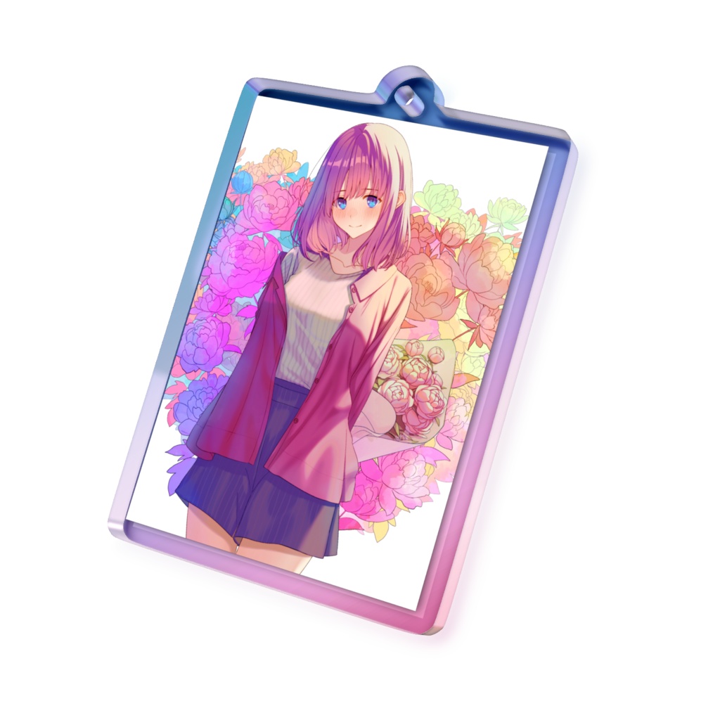 オーロラアクリルキーホルダー【芍薬~はにかみ~】