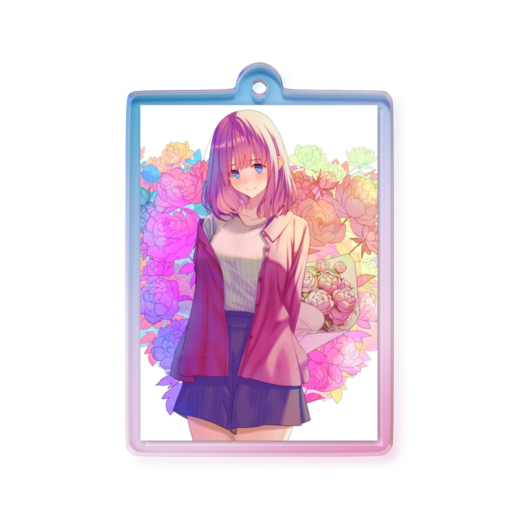 オーロラアクリルキーホルダー【芍薬~はにかみ~】