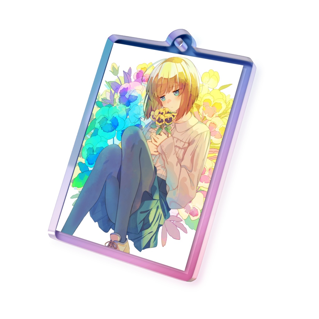 オーロラアクリルキーホルダー【パンジー~もの思い~】