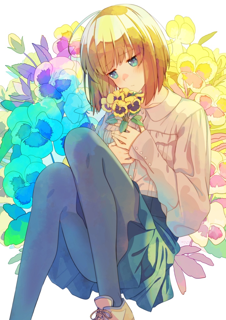 オーロラアクリルキーホルダー【パンジー~もの思い~】