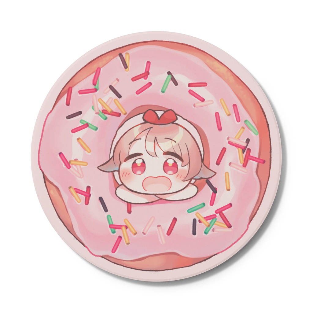 いちごチョコドーナツのおんなのこのコースター