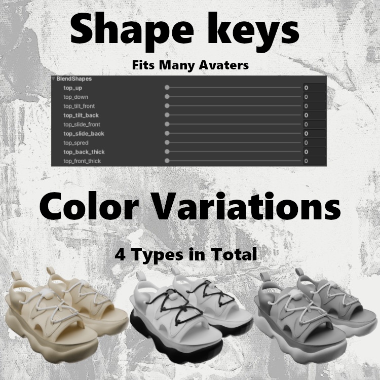 【MA&liltoon対応】スニーカーサンダル VRChat改変想定