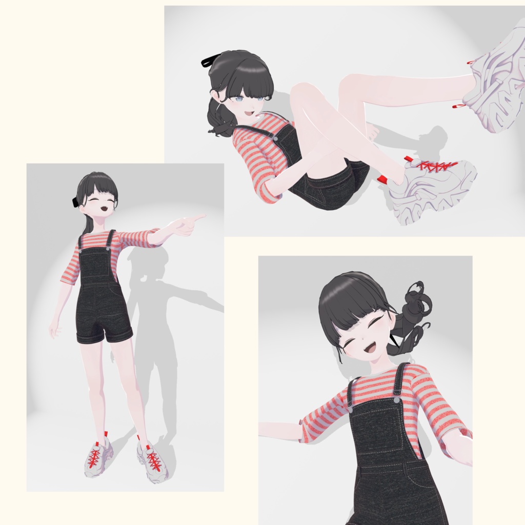 【Lapwing専用】オーバーオール with ボーダーシャツ