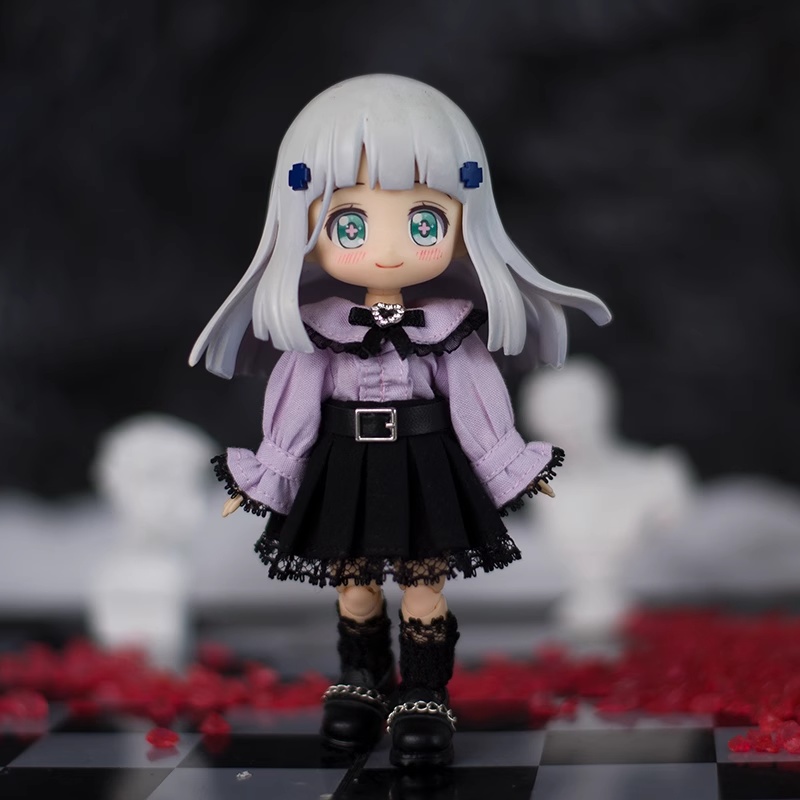 3色 ヴィンテージフリルレースお洋服セット オビツ11服