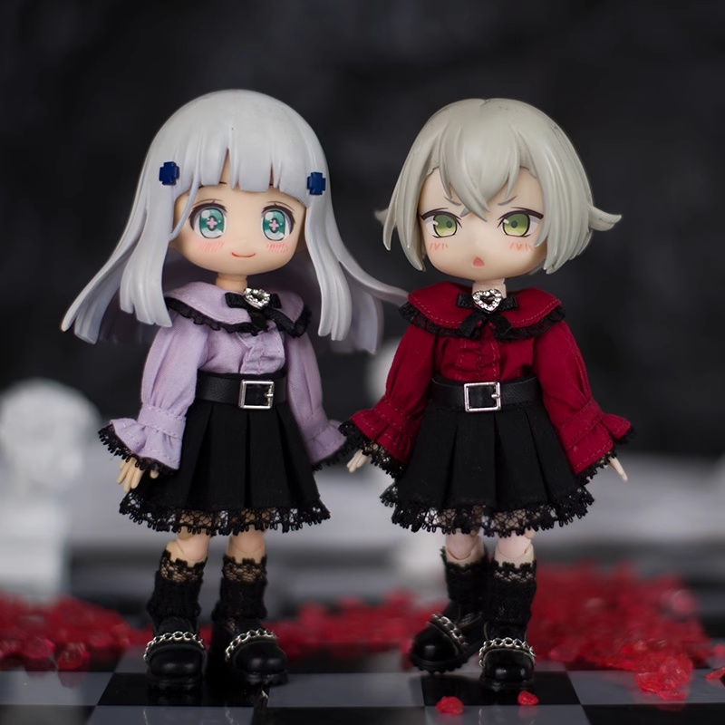 3色 ヴィンテージフリルレースお洋服セット オビツ11服